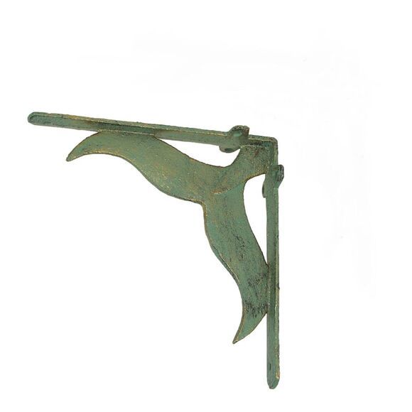 Cast Iron Verdigris Whale Tail Wall Shelf Bracket Decor - Picture 2 of 3